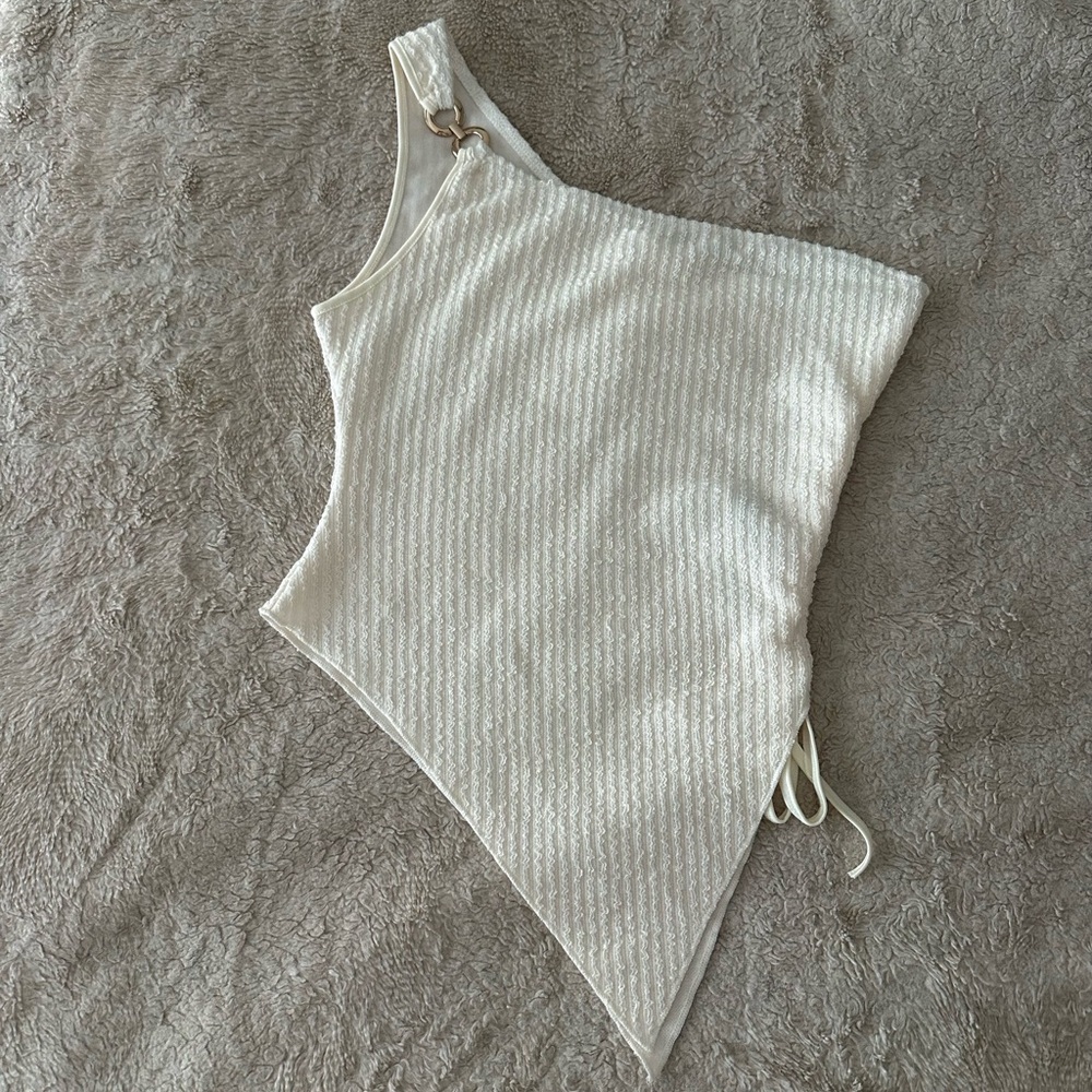 Elegant Cream Asymmetrical Women Top